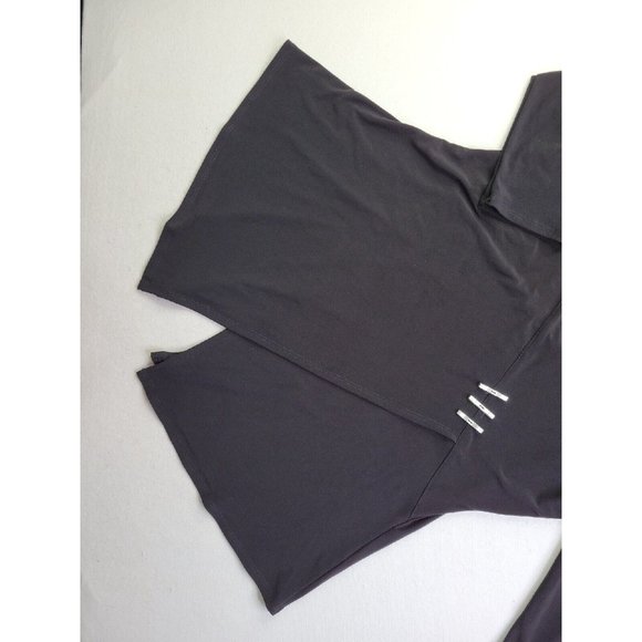 IC Connie K Women's S Black Tunic Silver Faux Clips 3/4 Sleeves Mesh Lagenlook - Picture 2 of 11